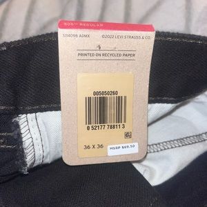 Brand New Men’s Levi 505 regular black jeans size 36x36